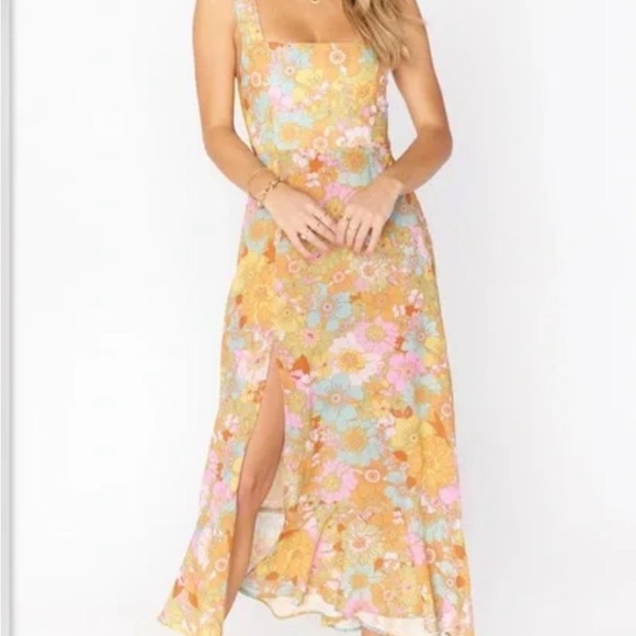 Show Me Your MuMu Dresses & Skirts - Show Me Your MuMu Pastel Floral Square-Neck Maxi Dress in Yellow